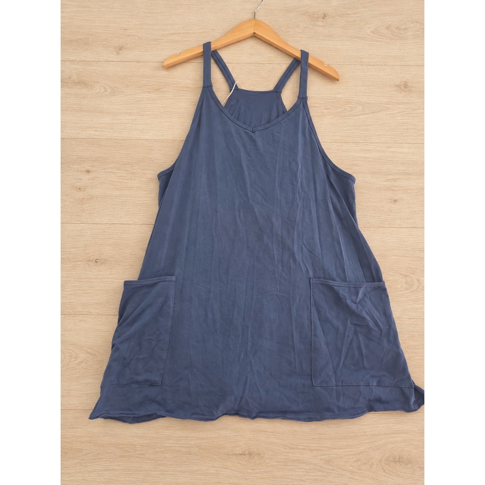 Athletic Dress Built-in Shorts Sleeveless Romper with Pockets Large Navy- NWT